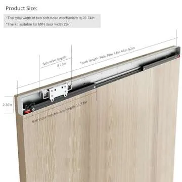DIYHD 42" Concealed Sliding Barn Door Hardware with Soft Close Mechanism,No Floor Track,Fit Openning Width 34"~38"