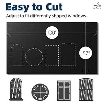 NIGHTON Portable Blackout Curtains 100"×57" Strong Hook and Loop Tape Strips with Adhesive,Blackout Shades That can be Cut,100% Blackout Material Blackout Blinds for Baby Nursery or Travel Use-Black