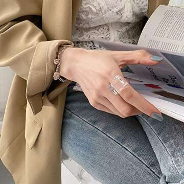 Colorful Acrylic Resin Rings Set for Women - Lightweight & Stylish