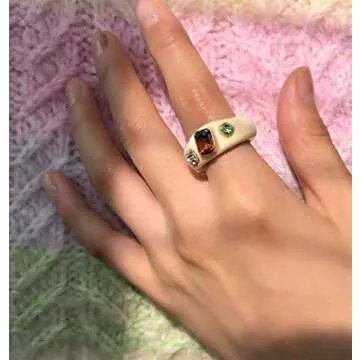 Colorful Acrylic Resin Rings Set for Women - Lightweight & Stylish