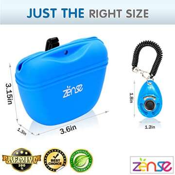 Zënse Premium 2 Dog Treat Pouch and 2 Dog Training Clicker. Magnetic Closure Opening and New Upgrad...