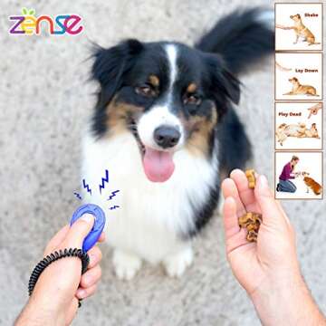 Zënse Premium 2 Dog Treat Pouch and 2 Dog Training Clicker. Magnetic Closure Opening and New Upgraded Super Strong Waist Clip. Small Portable Silicone Treat Bag. Blue and Lavender Color Bags