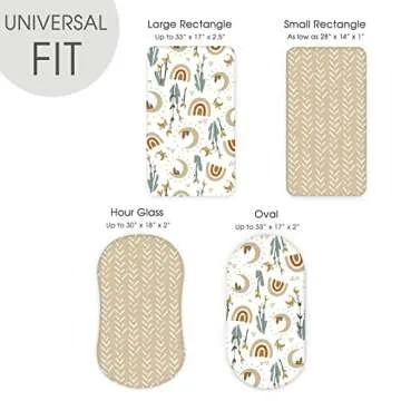 GRSSDER Stretchy Ultra Soft Fitted Bassinet Sheets Set 2 Pack, Cradle Sheet Universal Fit for Rectangle, Oval, or Hourglass Bassinet Pad/Mattress Safe and Snug, Stylish Cute Rainbow Print for Baby