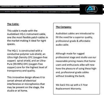 Audioblast HQ-1 Braid Guitar Patch Cable for Musicians