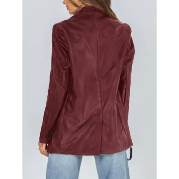 Pepochic Women's Oversized Faux Leather Blazer