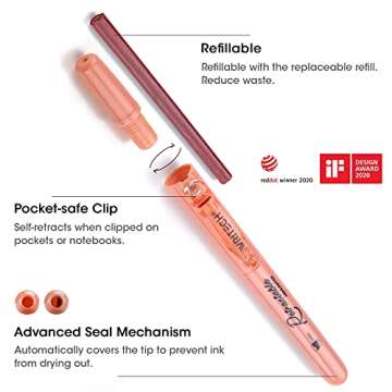 WRITECH Retractable Highlighters Assorted Colors: Chisel Tip Click Aesthetic Highlighter Marker Pens Pack Multi Colored Ink No Bleed Smear for Highlighting Journaling (6ct Vintage)