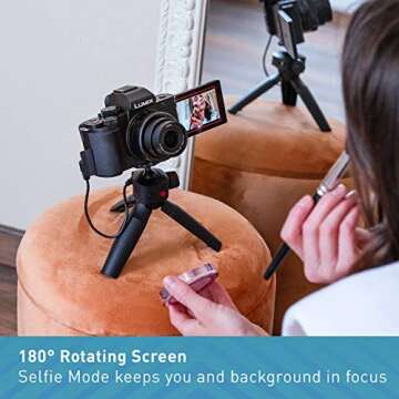 Panasonic LUMIX G100 4k Mirrorless Camera for Photo and Video, Built-in Microphone with Tracking, Micro Four Thirds Interchangeable Lens System, 12-32mm Lens, 5-Axis Hybrid I.S., DC-G100KK (Black)