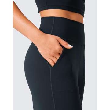CRZ YOGA Womens Butterlift High Waisted Wide Leg Pants with Pockets 33" - Yoga Lounge Pants Buttery Soft Comfy Casual True Navy Small