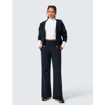 CRZ YOGA Womens Butterlift High Waisted Wide Leg Pants with Pockets 33" - Yoga Lounge Pants Buttery Soft Comfy Casual True Navy Small