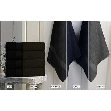 Utopia Towels 6 Pack Medium Bath Towel Set, 100% Ring Spun Cotton (24 x 48 Inches) Medium Lightweight and Highly Absorbent Quick Drying Towels, Premium Towels for Hotel, Spa and Bathroom (Black)