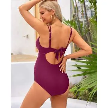 Comfortable Scallop Trim Maternity Bathting Suit for Moms