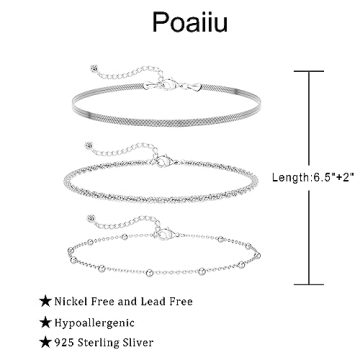 Silver Layered Bracelets Set for Women - Stackable Jewelry