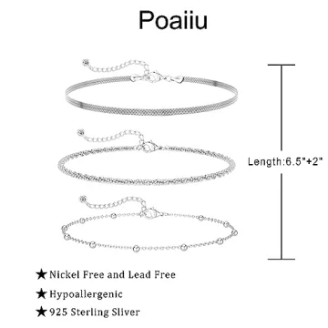 Silver Layered Bracelets Set for Women - Stackable Jewelry