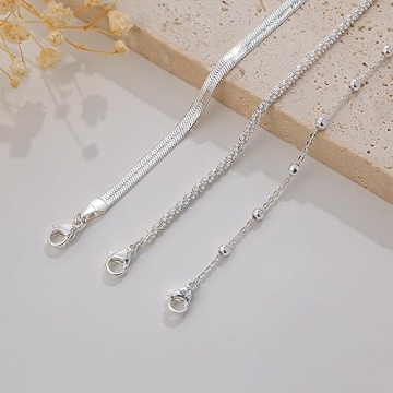 Silver Layered Bracelets Set for Women - Stackable Jewelry