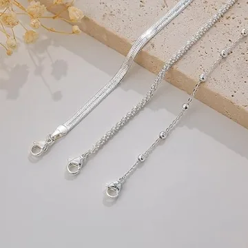 Silver Layered Bracelets Set for Women - Stackable Jewelry