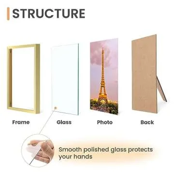 upsimples 8x10 Picture Frame Set of 3, Made of High Definition Glass for 8 x 10, Wall and Tabletop Display Thin Border Photo Frames for Home Décor, Gold