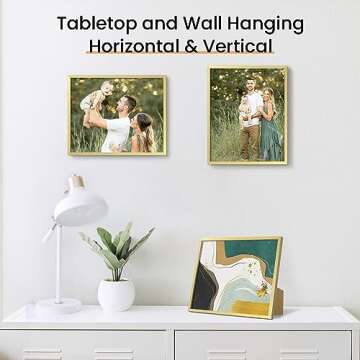 upsimples 8x10 Picture Frame Set of 3, Made of High Definition Glass for 8 x 10, Wall and Tabletop Display Thin Border Photo Frames for Home Décor, Gold