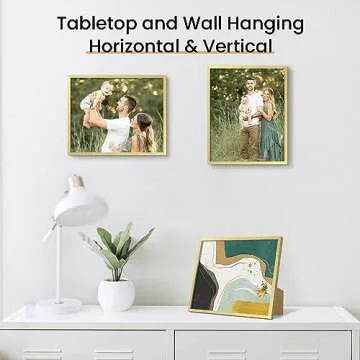 upsimples 8x10 Picture Frame Set of 3, Made of High Definition Glass for 8 x 10, Wall and Tabletop Display Thin Border Photo Frames for Home Décor, Gold