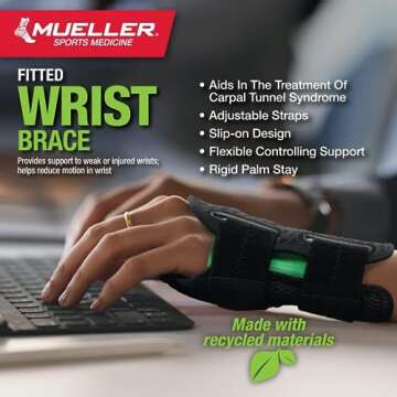 MUELLER Sports Medicine Green Fitted Wrist Brace, Wrist Pain Relief Support for Men and Women, Ideal...