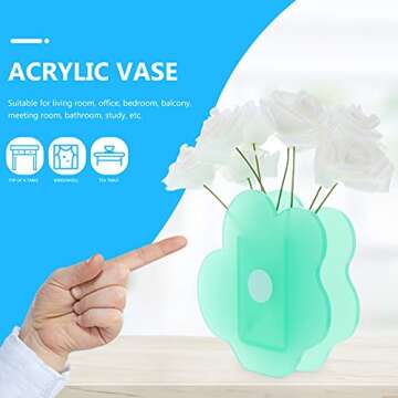 Pink Acrylic Cloud Shaped Flower Vase Make Up Brush Pen Holder Elegant Modern Contemporary Design Vase for Home Office Wedding Decor (Frosted Green)