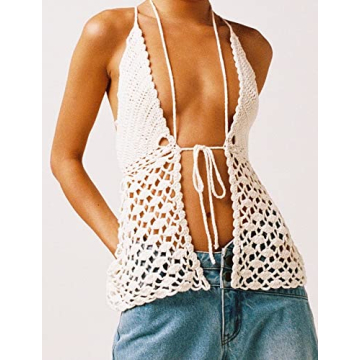 Chic Halter Neck Crop Cami Top for Summer Style