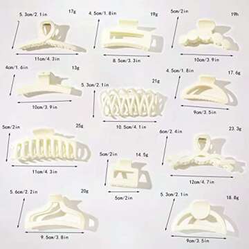 White Claw Clip Thick Hair Long HairAcrylic Hair Banana Barrettes, Non-slip Strong Hold French Butterfly Jaw Clips Shell Grip Pin Clamp - Creamy Stylish Hair Clip Accessories for Women (10Pack)