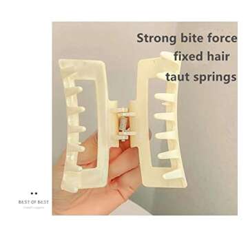 White Claw Clip Thick Hair Long HairAcrylic Hair Banana Barrettes, Non-slip Strong Hold French Butterfly Jaw Clips Shell Grip Pin Clamp - Creamy Stylish Hair Clip Accessories for Women (10Pack)