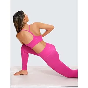 CRZ YOGA Butterluxe Womens Y-Back Racerback Sports Bra - Spaghetti Straps Wireless Scoop Neck Athletic Padded Yoga Tops Hibiscus Purple Medium