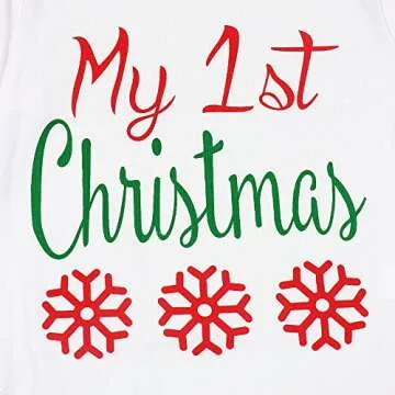 SEYOUAG My First Christmas Outfits Baby Boy Romper Newborn Funny Long Sleeve with Hat and Pants Sets 3PC (Red, 12-18 Months)