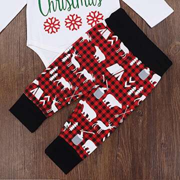 SEYOUAG My First Christmas Outfits Baby Boy Romper Newborn Funny Long Sleeve with Hat and Pants Sets 3PC (Red, 12-18 Months)
