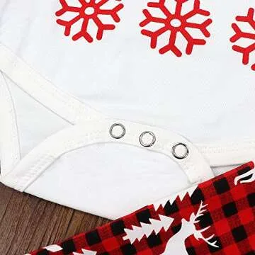 SEYOUAG My First Christmas Outfits Baby Boy Romper Newborn Funny Long Sleeve with Hat and Pants Sets 3PC (Red, 12-18 Months)