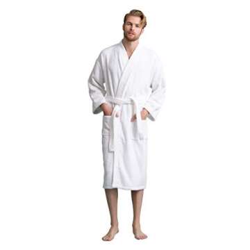 Soft Touch Linen Men's Robe, Turkish Terry Bathrobe, 100% Cotton Kimono Spa Bathrobe