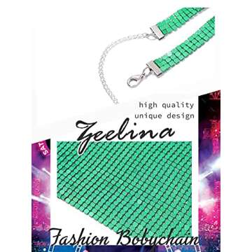 Zeelina Green Sparkly Bikini with Body Chain Harness