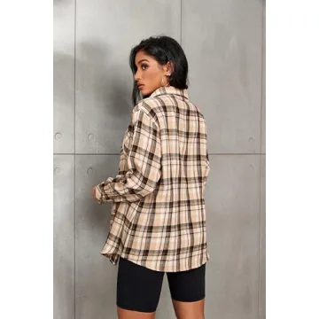 Oversized Plaid Flannel Shirt for Women - Deer Lady