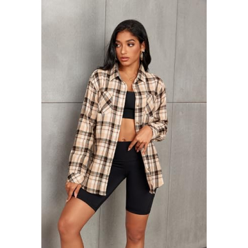 Oversized Plaid Flannel Shirt for Women - Deer Lady