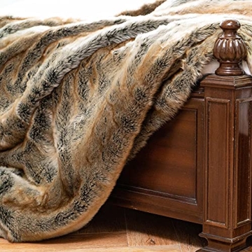 BATTILO HOME Luxury Brown Faux Fur Blanket for Cozy Living