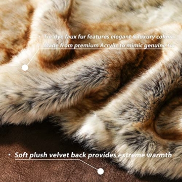 BATTILO HOME Luxury Brown Faux Fur Blanket for Cozy Living