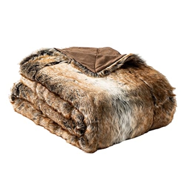BATTILO HOME Luxury Brown Faux Fur Blanket for Cozy Living