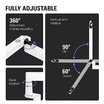 Elgato Wave Mic Arm LP White - Premium Low Profile Microphone Arm with Cable Management, Desk Clamp, Versatile Mounting and Fully Adjustable, perfect for Podcast, Streaming, Gaming, Home Office