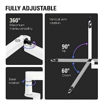 Elgato Wave Mic Arm LP White - Premium Low Profile Microphone Arm with Cable Management, Desk Clamp, Versatile Mounting and Fully Adjustable, perfect for Podcast, Streaming, Gaming, Home Office