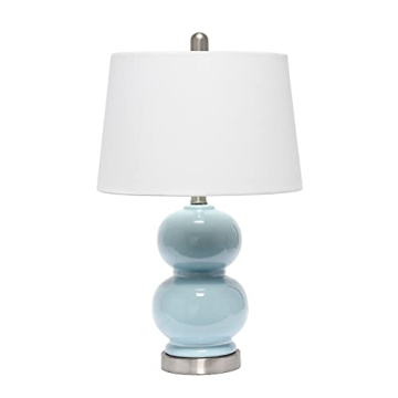 Elegant Designs LT2100-LTB Stacked Stone Double Gourd Ceramic Lamp, Light Blue