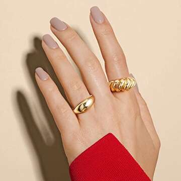 LANE WOODS 14k Gold Plated Chunky Ring Set Jewelry
