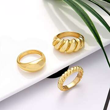 LANE WOODS 14k Gold Plated Chunky Ring Set Jewelry