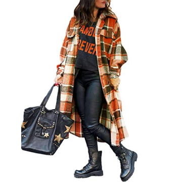 UANEO Women's Plaid Coat Flannel Jacket for Fall Style