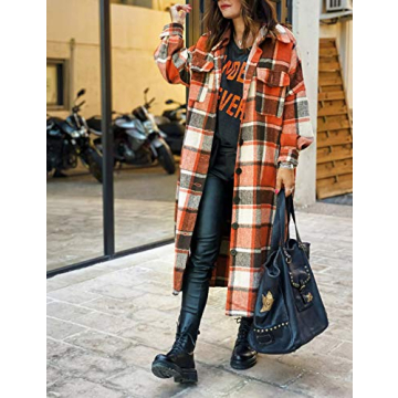 UANEO Women's Plaid Coat Flannel Jacket for Fall Style