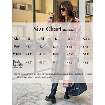 UANEO Women's Plaid Coat Flannel Jacket for Fall Style