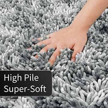 Yimobra Bath Rug Mat 31.5 x 19.8, Soft and Absorbent Water Non Slip Chenille Bathroom Rug, Machine Washble Quick Dry Bath Mat, Shower Mat Outside Shower, Bathroom Home Decor Accessories, Light Grey