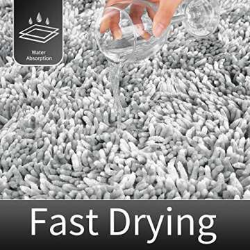 Yimobra Bath Rug Mat 31.5 x 19.8, Soft and Absorbent Water Non Slip Chenille Bathroom Rug, Machine Washble Quick Dry Bath Mat, Shower Mat Outside Shower, Bathroom Home Decor Accessories, Light Grey