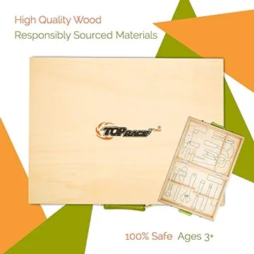 Top Race 10 Piece Tool Box Set - Colorful Wooden Tools for Kids