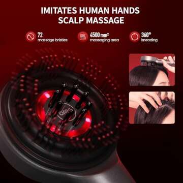 Breo Scalp3 Scalp Massaging Brush, Shiatsu Hair Scalp Massager with IPX7 Waterproof, Cordless & Portable, Electric for Scalp & Hair, Head, Home Relaxation